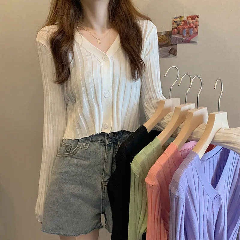 Женские свитера кардиган на весну и осень 2022 вязаный женский |