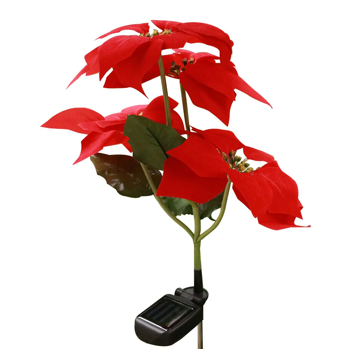 

Christmas Stakes Artificial Christmas Poinsettia Solar Garden Stakse Holiday Pathway Markers For Xmas Holiday Outdoor Decoration