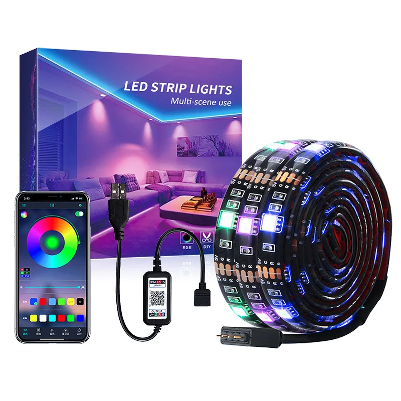 

USB LED Strip Light Bluetooth RGB 5V 5050 2835 RGB Lights Flexible LED Lamp Tape Ribbon TV Desktop Screen BackLight Diode Tape