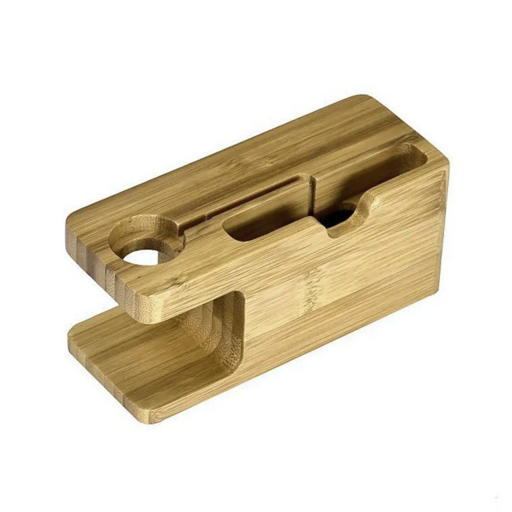 

Multi-functional 2-in-1 Charging Dock Stand Station Watch Phone Charger Wooden Holder Space Saver For iWatch For iPhone
