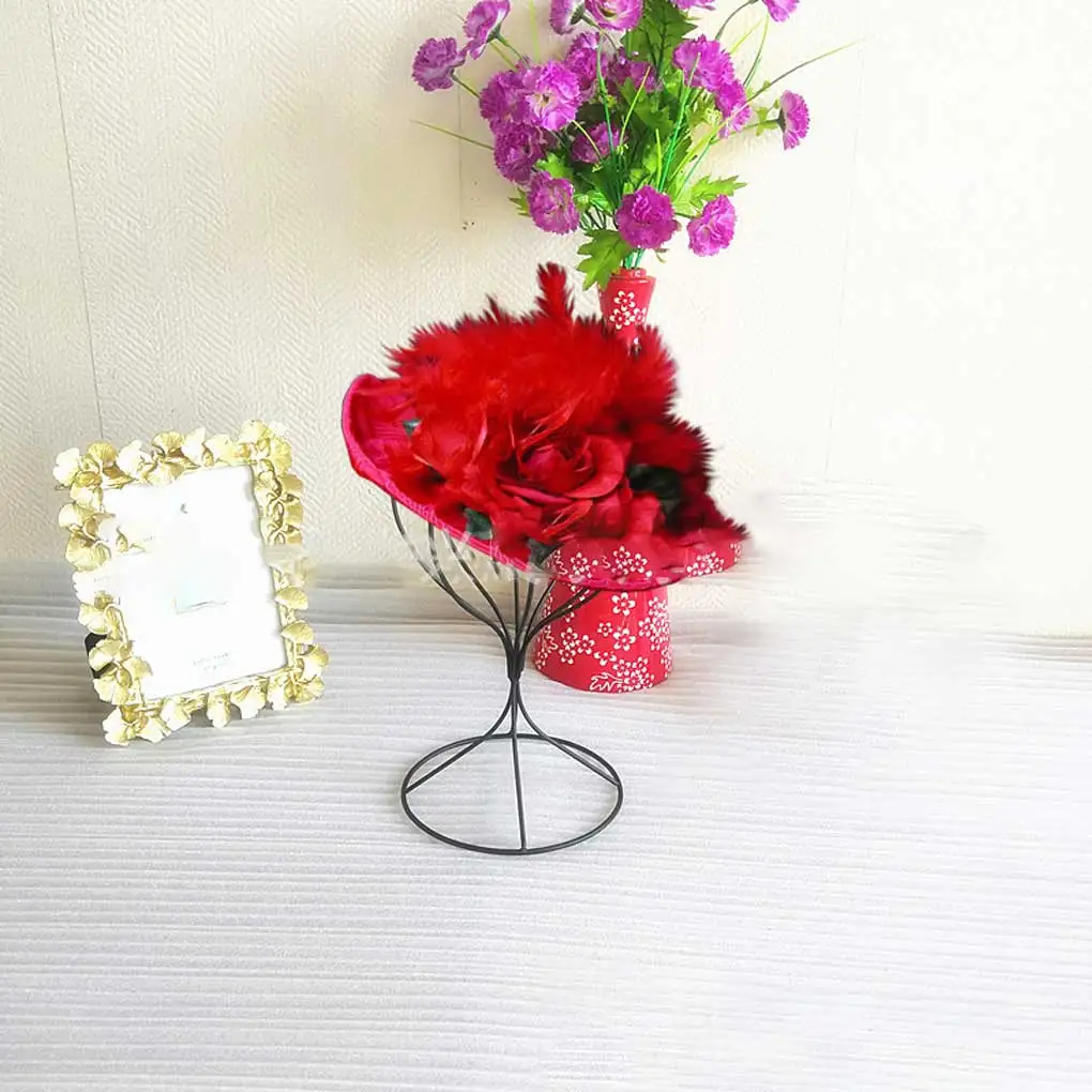 

Hat Display Stand Wig Storage Rack Standing Cap Holder Solid Color Household Indoor Closet Shop Reusable Black Low