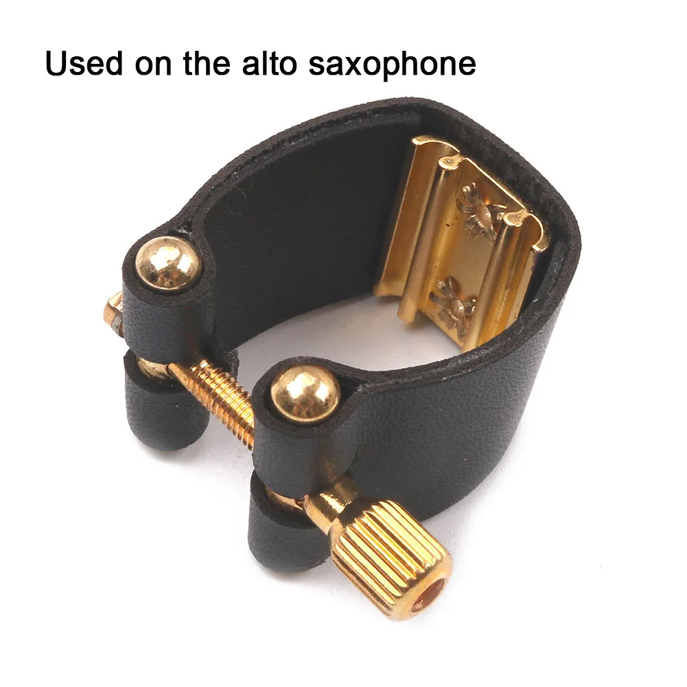 

For Alto Sax Saxophone Ligature Accessories Black Compact Fastener Ligatures Mouthpiece PU Leather+Metal Parts