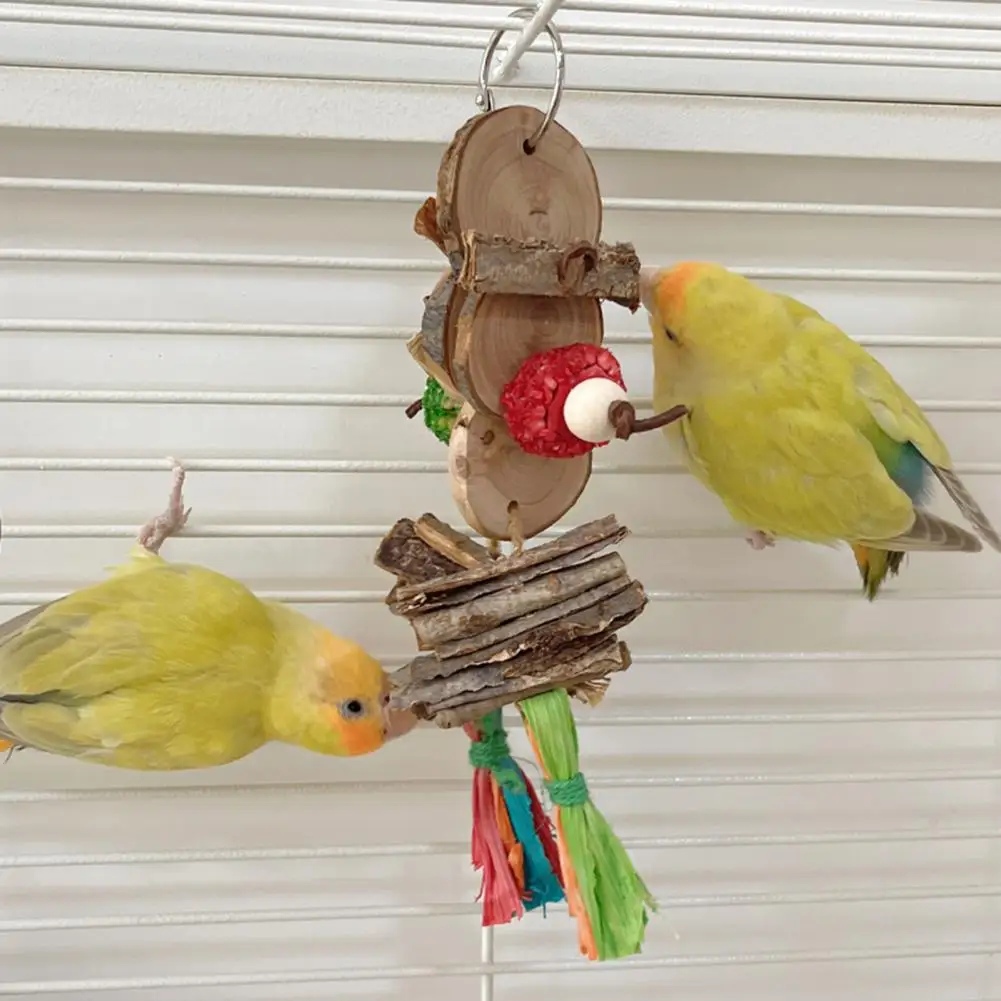 

Bird Chewing Toys Bite Resistant Parrot Training Accessories for Cockatiels Parakeets Relieve Boredom with Natural Wood Stand