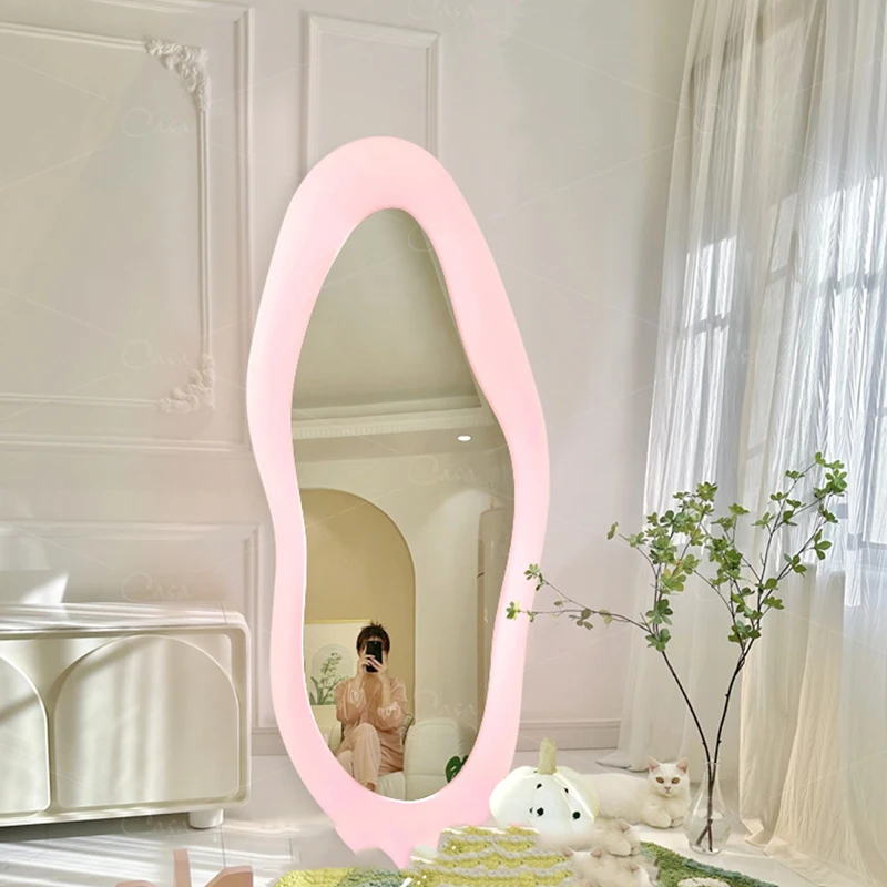 Art Mirror Bathroom Makeup Irregular Lighted Standing Cool Girls Large Full Body Bedroom Led Mirror Modern Espejo Creative Decor