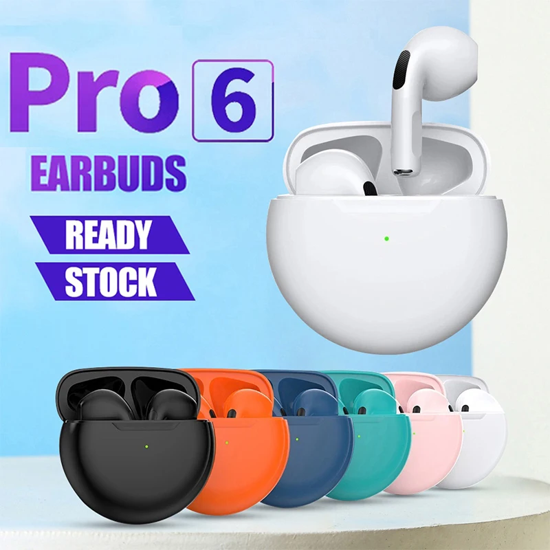 

2023 New Pro6 TWS Wireless Bluetooth headsets Sports waterproof noise-cancelling earphones Stereo HD Calling earbuds PK I7S Pro5