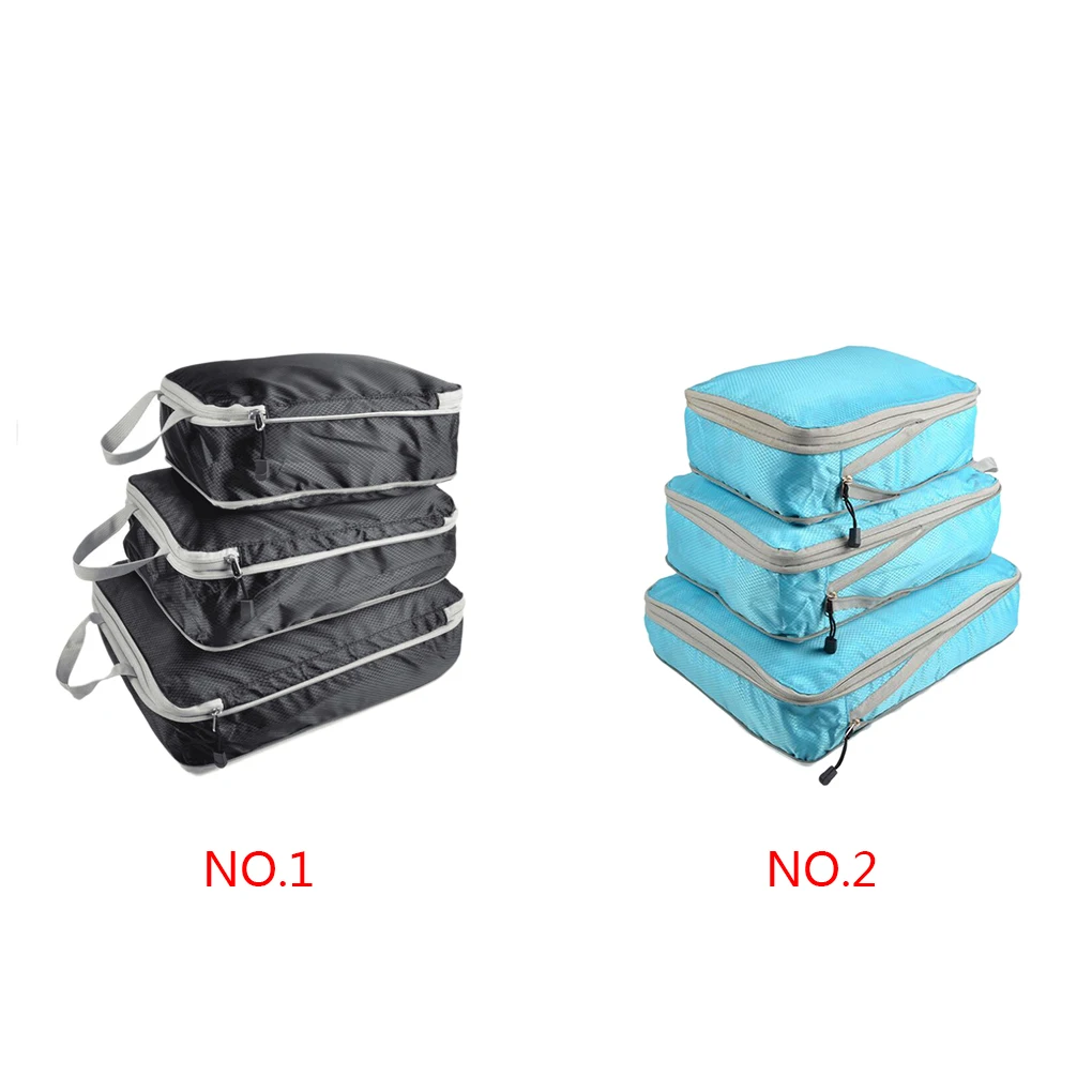 

Pack of 3 Travelling Luggage Storage Bag Large Capacity Cosmetics Organizer Suitcase Packaging Backpacking Lake Blue