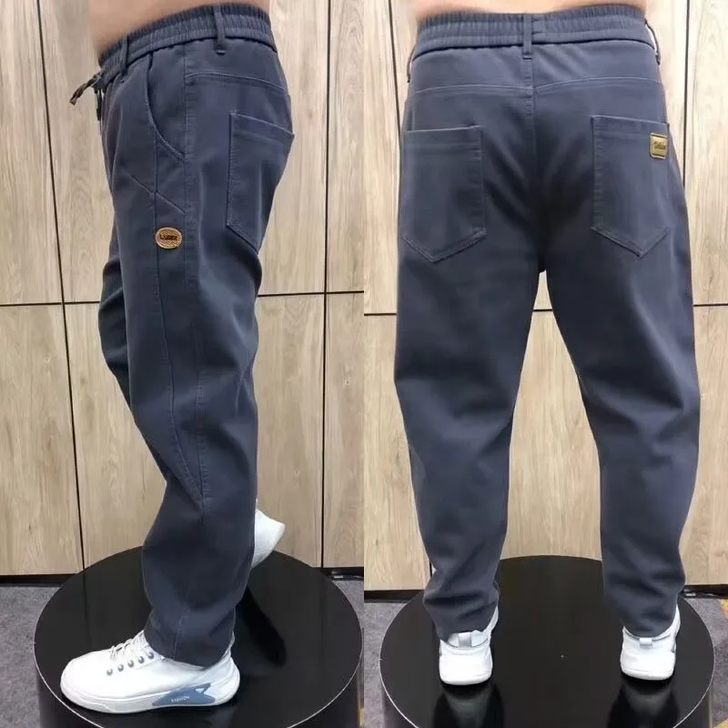 Мужские джинсы Old car plus fat летние свободные эластичные универсальные прямые брюки