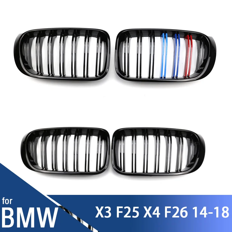 

Bright Black M Look High Quality ABS Car Styling Front Kidney Grille Dual Slat Grille for BMW X3 F25 X4 F26 2014-18 Accessories