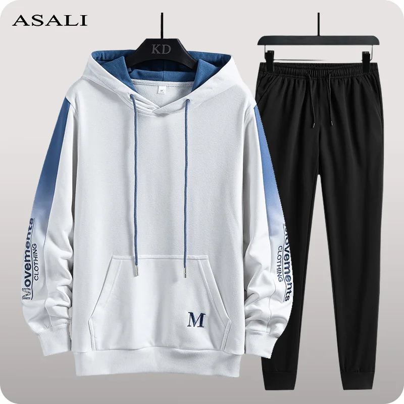 

Sportswear Men's Hoodies+Pants Two Piece Sets Printed Men Casual Set Spring Autumn Sets Hip Hop Streetwear Loose Tracksuits