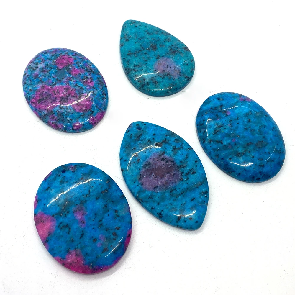 

Natural Stone Blue Agate Piece Pendant Charm Jewelry Earrings Jewelry Making DIY Necklace Accessories Size 30*48*7-38*36*7mm