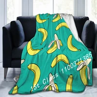 yellow banana print super soft sofa cover cartoon bedding flannel blanket