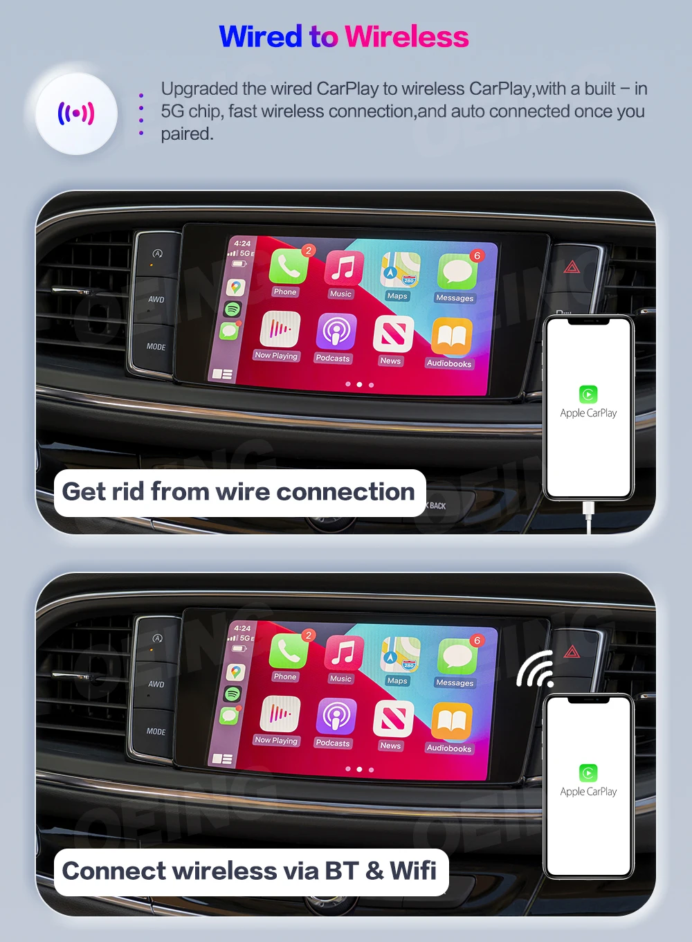 Wireless CarPlay Box for Benz Audi VW Skoda Honda Toyota Mazda Fiat Ford