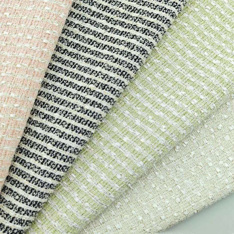 Черно-белая полосатая пряжа окрашенная плетеная твидовая ткань для женщин