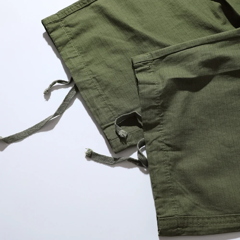 European and American Men's Trendy Brand Loose Functional Outdoor Wrinkled Wide-leg Casual Drawstring Cuffed Pants.