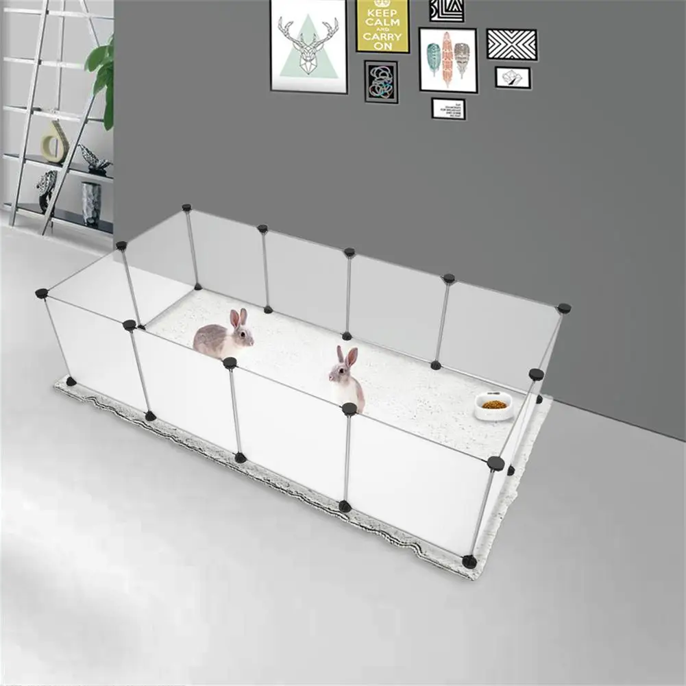 

12pcs Portable Dog Crate Pet Playpen Mutifunction Translucent Diy Expandable Easy To Assemble Yard Fence Pet Items Accessories