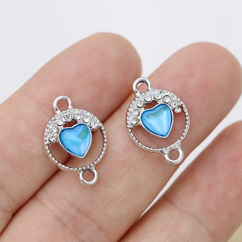 10 шт. посеребренные соединители в форме сердца для изготовления ювелирных