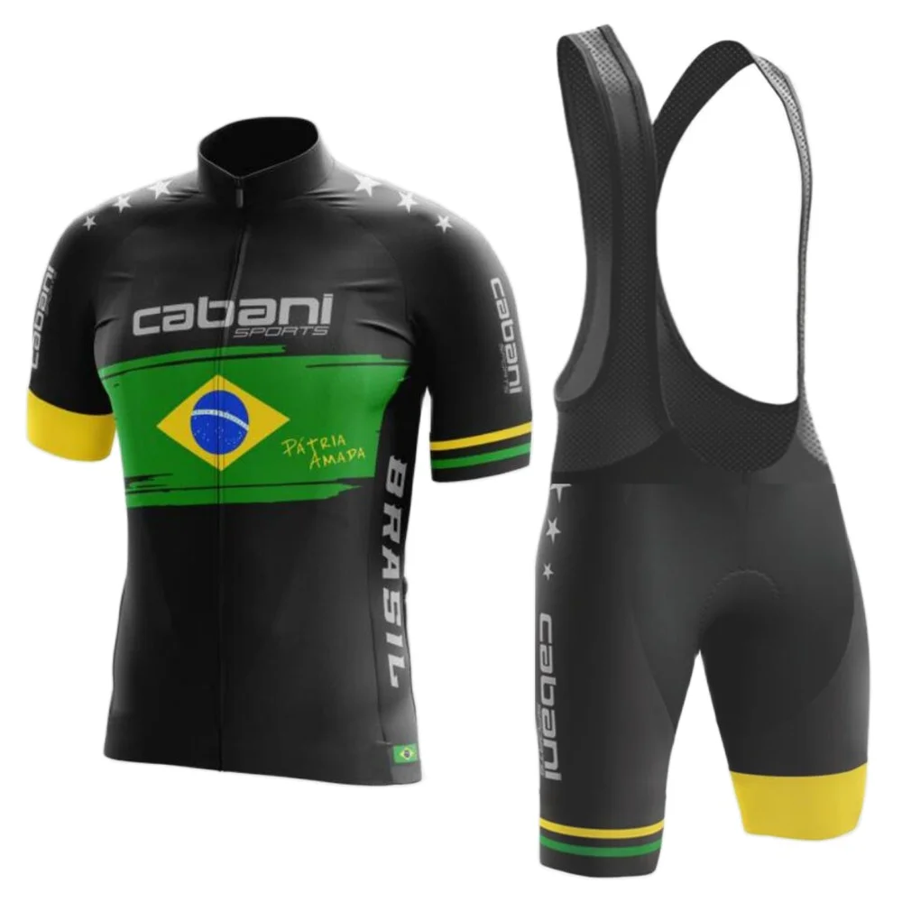

Cabani Sports Brasil Pro Team Cycling Jersey Set Men Summer Bicycle MTB Road Shirt Bib Shorts Suit Ropa Ciclismo Maillot Hombre
