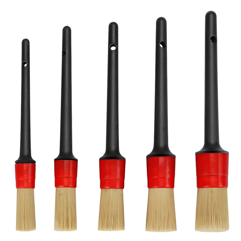 

5PCS/Set Car Air Vent Cleaning Brush Round Plastic Handle Vehicle Washing Brush Detail Gap Brush Tool for Car (Black Red)