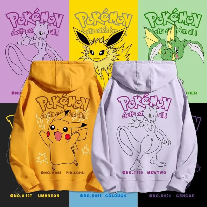 

Awesome Autumn Pokemon Cartoon Hooded Sweater Pikachu Psyduck Bulbasaur Charmander Squirtle Thin Soft Loose-Fitting Sweatshirt