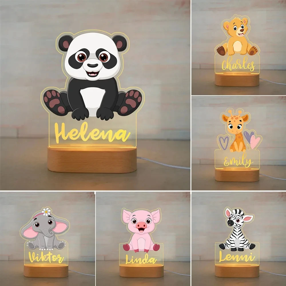 Creative 3D Night Lamp Acrylic Panda Elephant Nightlights  Infantil Decorative Night Lamp Bedroom Bedside Table Lamp