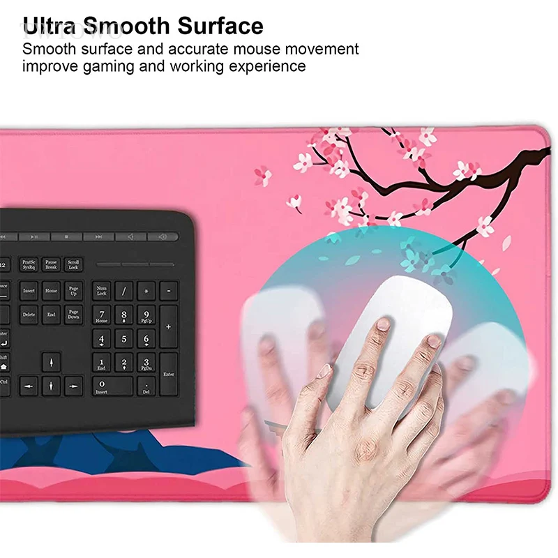 Pink Mt Fuji Cherry Blossom Sakura Mouse Pad Gaming XL Home Custom Mousepad XXL MousePads Soft Natural Rubber Carpet Table Mat images - 6