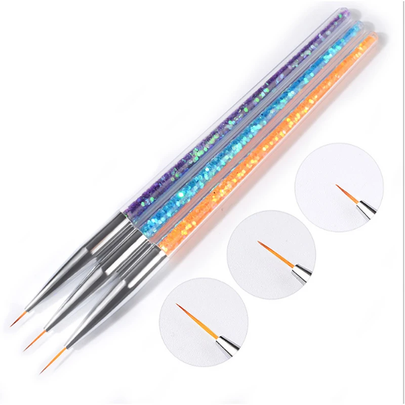 

3pcs Nail Art Liner Brush Set Manicure DIY Acrylic Gel Dotting Stripes Painting Pens Ultra-thin Line Drawing Pen Nail Tools