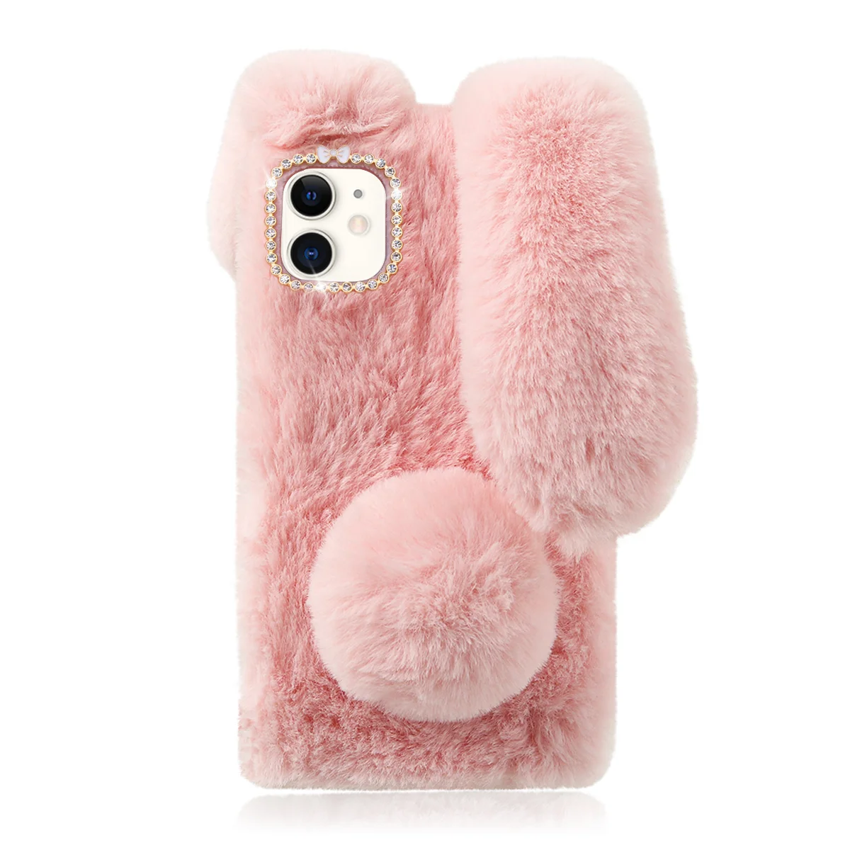 

Bunny Ears Case Compatible With iPhone 12 mini 5.4 Fluffy Furry Rabbit Cover