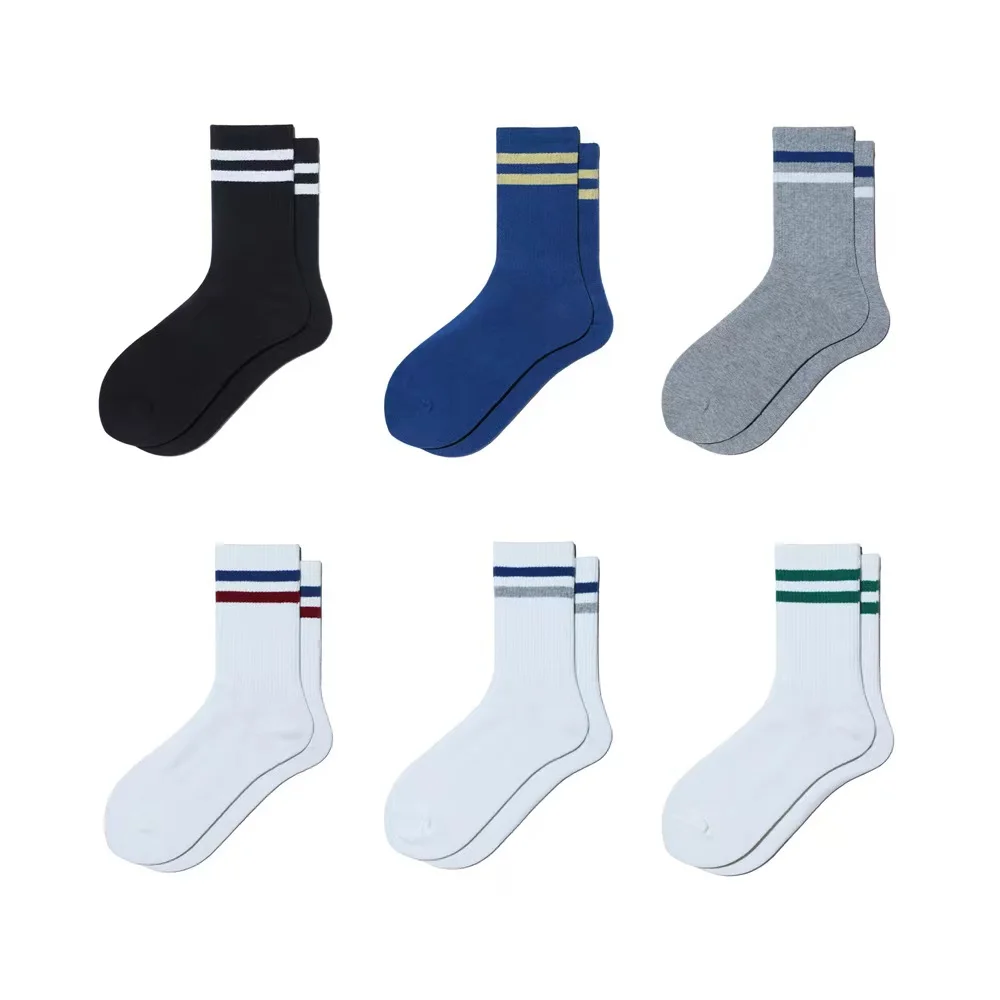 

Simple Short Socks for Men Classic Two Striped Cozy Socken All Season Male Versatile Casual Breathable Middle Rise Cotton Socks