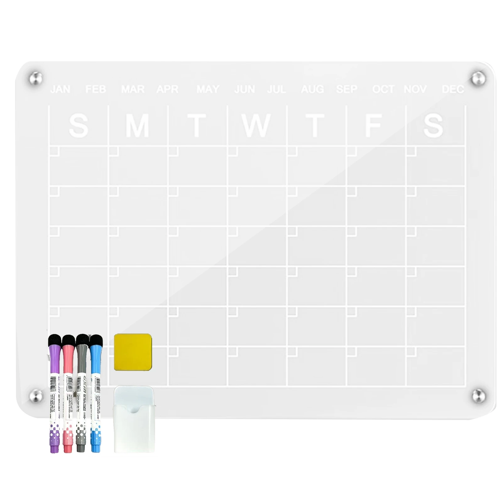 

Frameless Dry Erase For Fridge With 4 Marker Acrylic Calendar Planner Home Reusable Weekly Office School Clear Practical