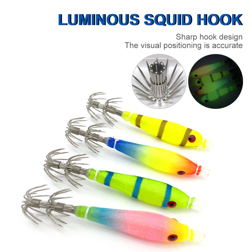

2PC Fluorescent Fishing Lures Luminous Squid Jig Hooks Cuttlefish Octopus Baits Fishing Accessories Bait For Fishing