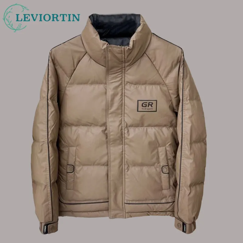 Зимняя куртка на утином пуху для мужчин уличная одежда с буквенным принтом и