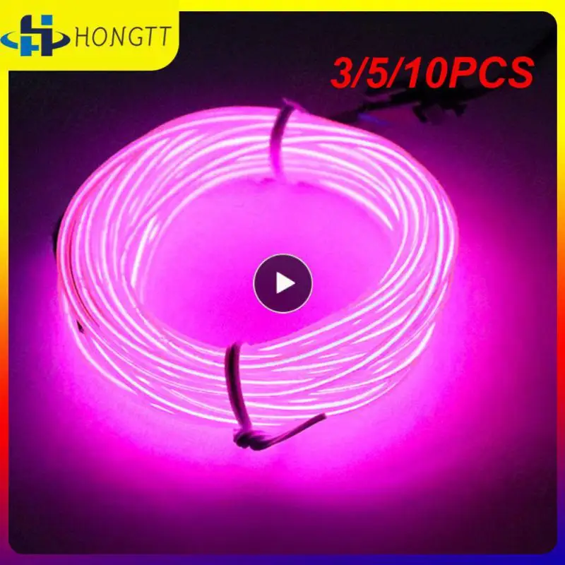 

3/5/10PCS Decoration Piece Electroluminescent Wire Durable Diy Luminous Line Aa Battery Costumes Light Car Interior Easy To Use