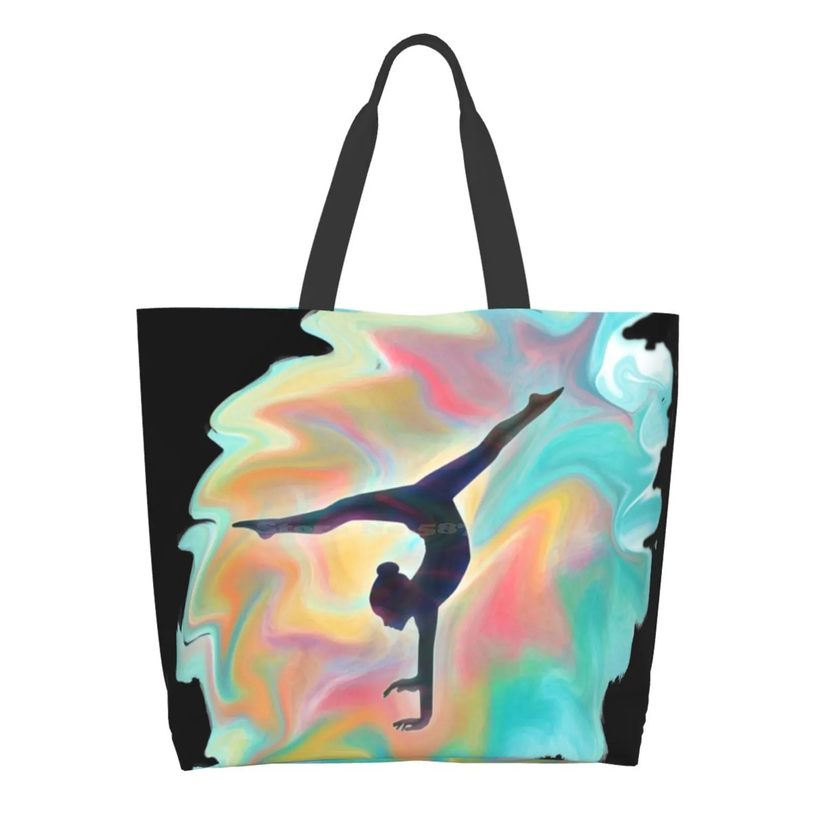 

Акварельный крутящийся танцор-гимнастка-сумка для покупок, модная повседневная сумка, ручная сумка