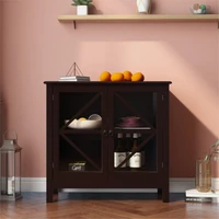 for living room 31 5x29 9x14 37in accent wood sideboard floor stand kitchen storage cabinet with double glass door console table