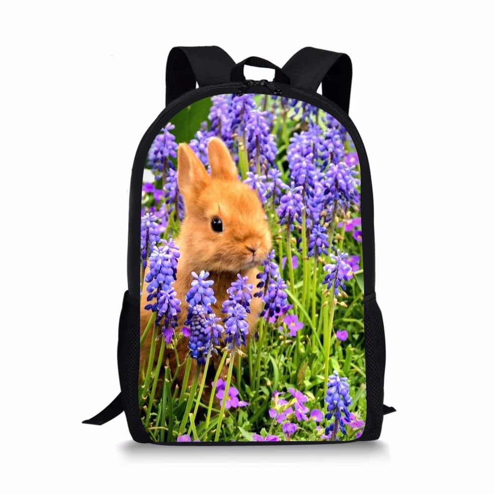 Cute Rabbit Pattern Print School Bags Daily Travel Climbing Durable Backpack Trendy Birthday Gift for Kids Fashion Knapsack