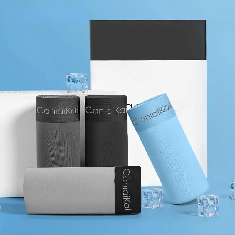 Ice Silk Men's Panties Solid Man Boxer Breathable Underpants Quick Dry Briefs Summer Cotton Antibacterial Inner Crotch Underwear