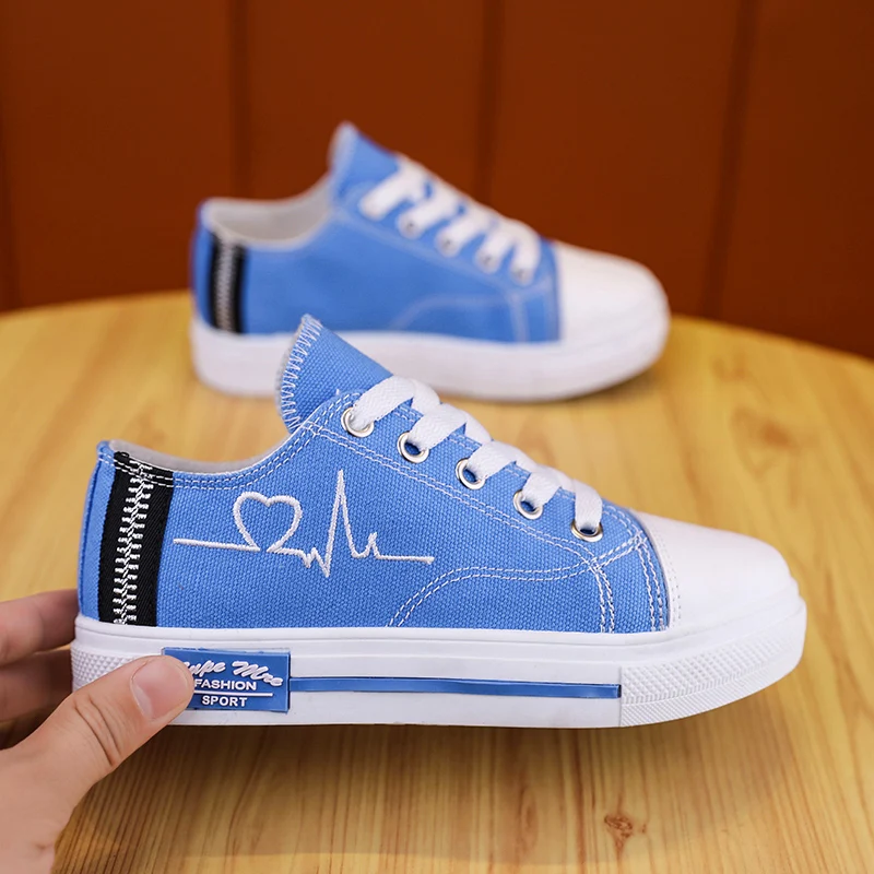 

2022 Spring New Kid Shoes Fashion Girls Walking Sneakers Comfortable Boys Casual Sneakers Wear-Resisting Low Top Canvas Shoes