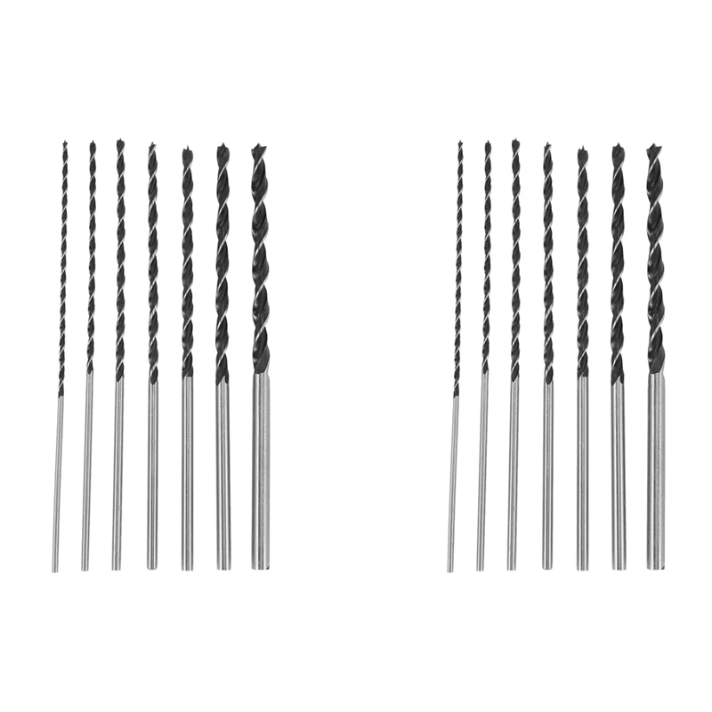 

14Pc X Long Wood Drill Bit Set 4Mm 5Mm 6Mm 7Mm 8Mm 10Mm 12Mm X 300Mm Brad Point