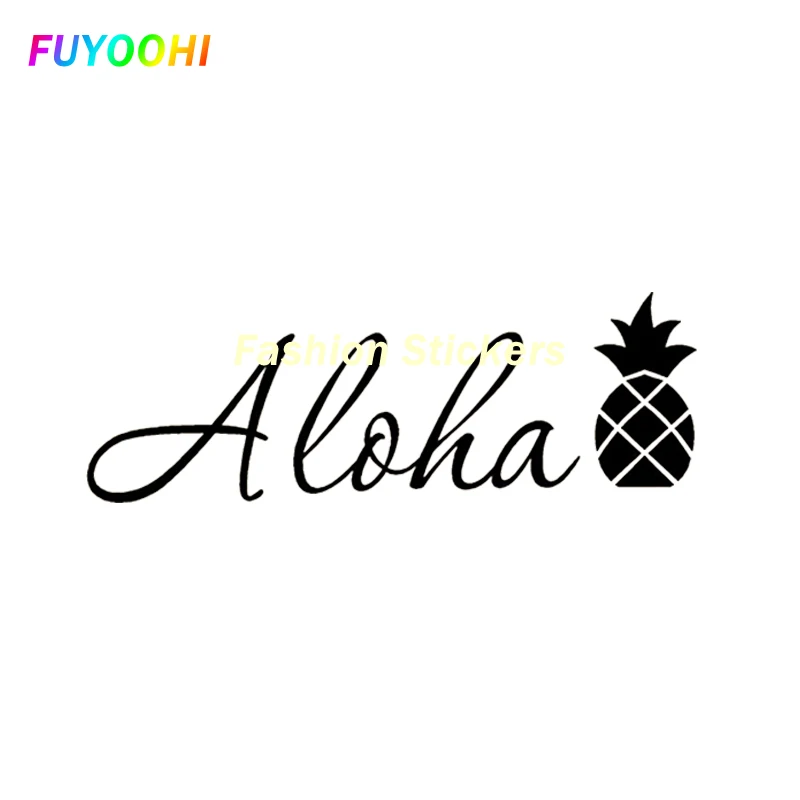 

FUYOOHI Exterior/Protection Fashion Stickers Aloha Text Pinapple Hawaii Aloha Silhouette Art Painting Rear Window Car Sticker