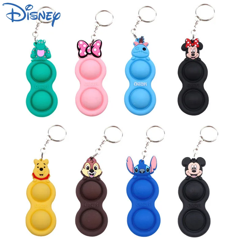 

2022 New Disney Fidget Toy Keychain Push Bubble Sensory Stress Reliever Fidget Toys Keychain Accessories Kid Birthday Gift