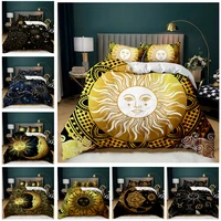 bohemian duvet cover queen 3d gold sun and moon printed bedding set for kids teens adult soft microfiber mandala bedding cover