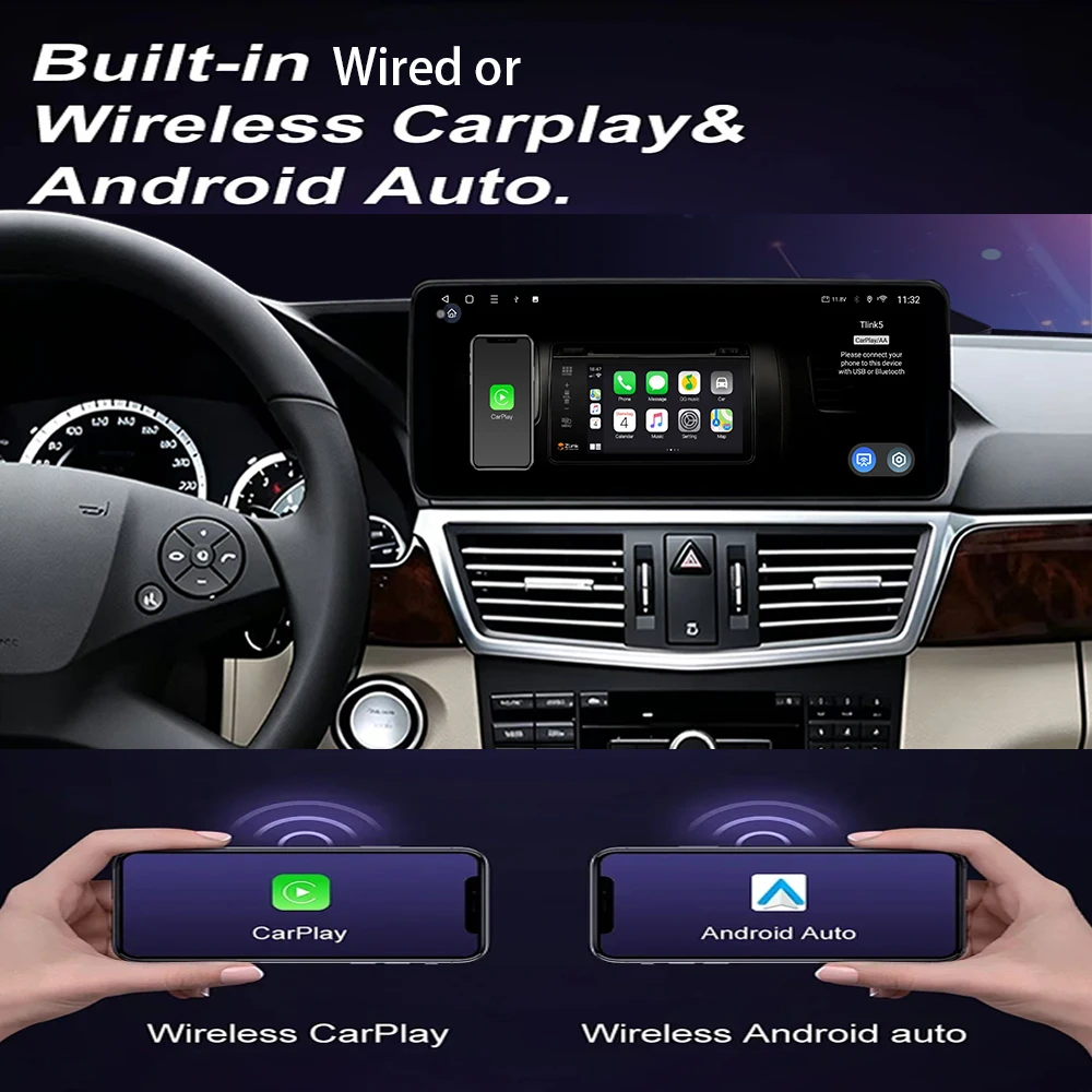 Фото Заводская цена, 7-дюймовые мультимедийные плееры Android 15 для Mercedes-Benz E-класса W207 A207, GPS-навигация, беспроводной CarPlay Auto №5