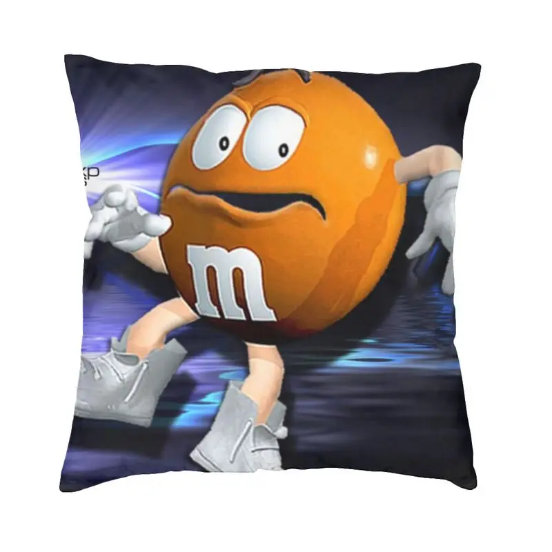 

M&M's Emoticons Pillow Case Home Decorative Fashion Cartoon Green Candy Chocolate Cushion Decoration Salon Square Pillowcase