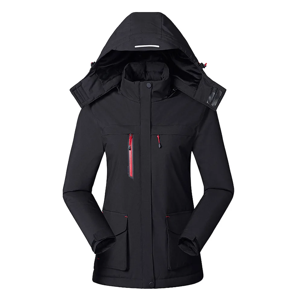 

Thermal Reflective Washable Keep Warm Women Heated Winter Jacket Fishing Solid Long Sleeves Usb Infrared Hooded Outdoor Sports