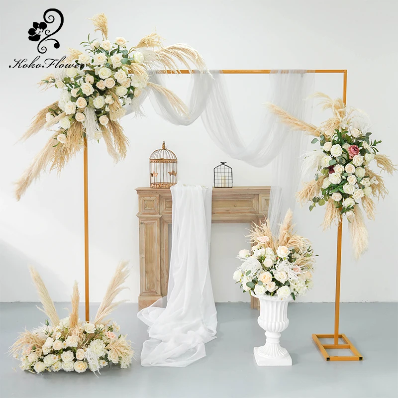 

Koko Flower Champagne Artificial Pampas Wedding Arch Background Decoration Natural Dried Flower Reed Event Center Decor Ball