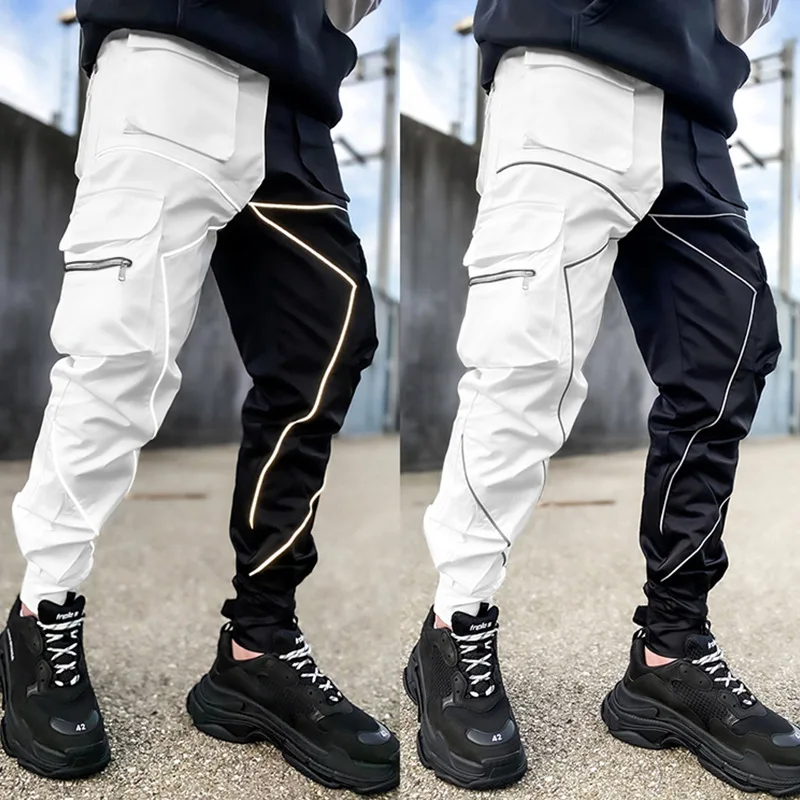 Men's Spring  Autumn Overalls Men's European and American Fashion Brand plus Size Straight Sports Trousers Velcro Casual Pants