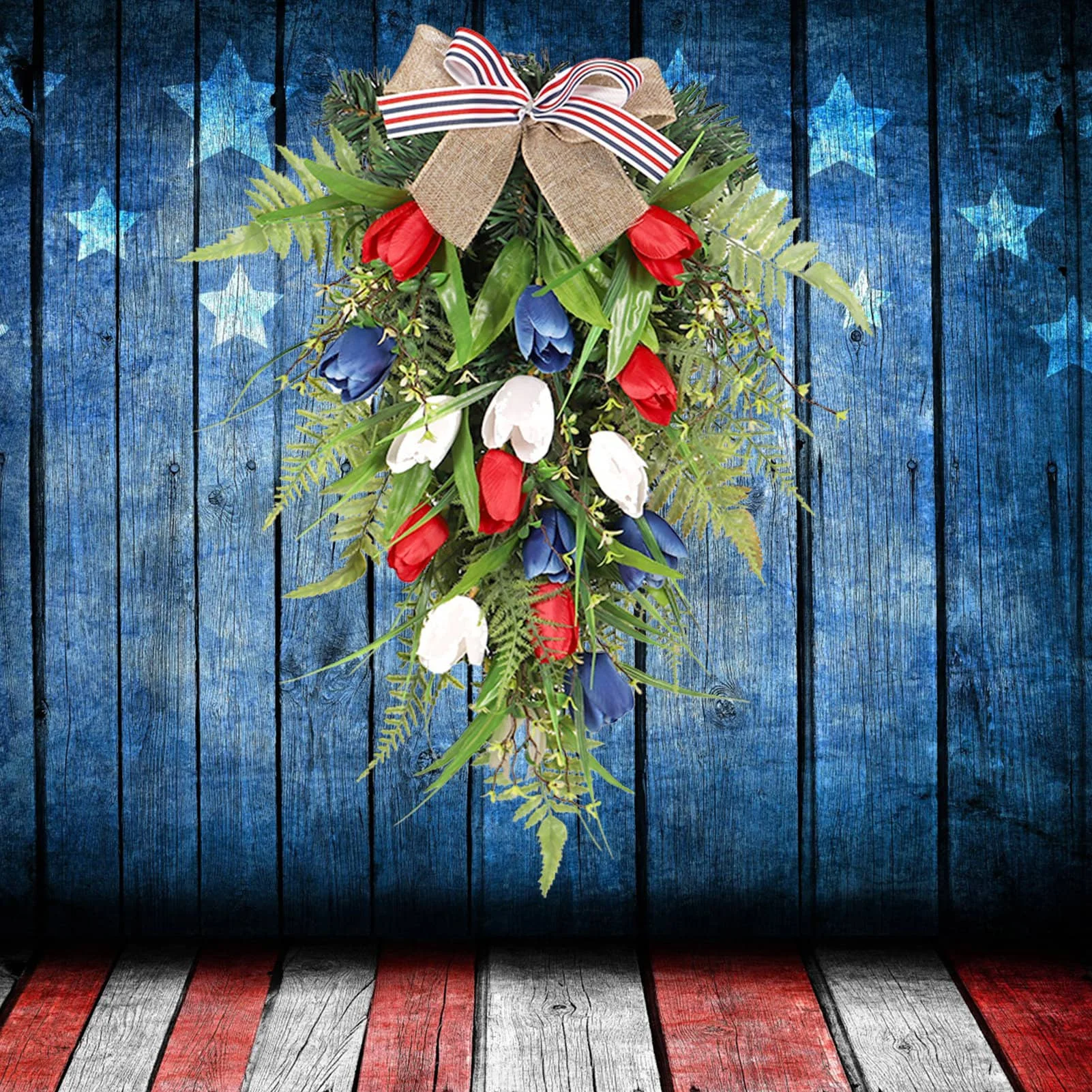 

Тюльпановый венок, Патриотический Американский венок, Весенняя фотосессия для Дня памяти, искусственный Тюльпановый венок, цветы для входн...
