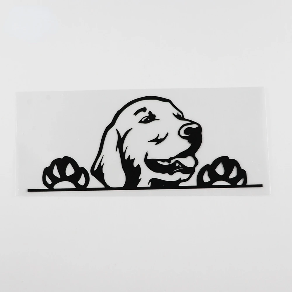 

Personality 17.2CMX7.1CM Creative Golden Retriever Dog Peeking Vinyl Car Sticker