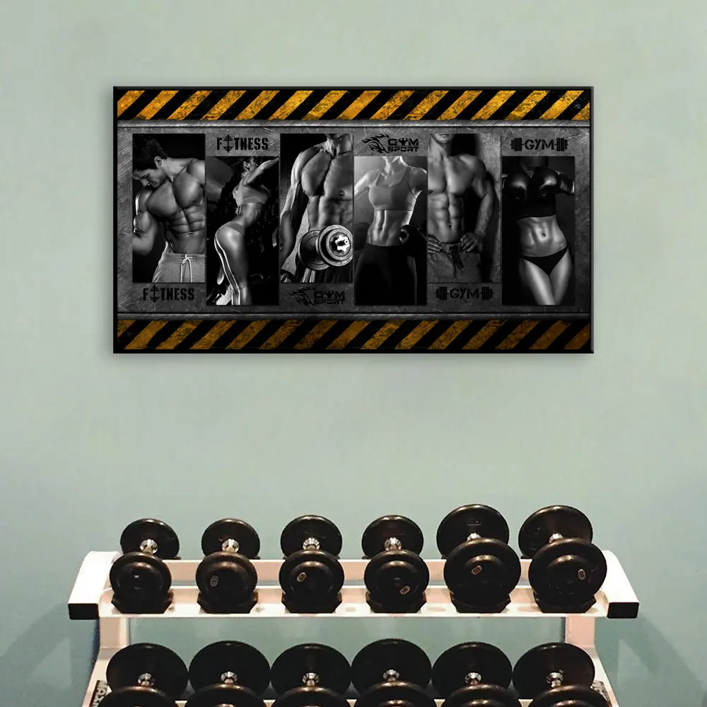 Мужские и женские мужские Плакаты для бодибилдинга печать на холсте настенное