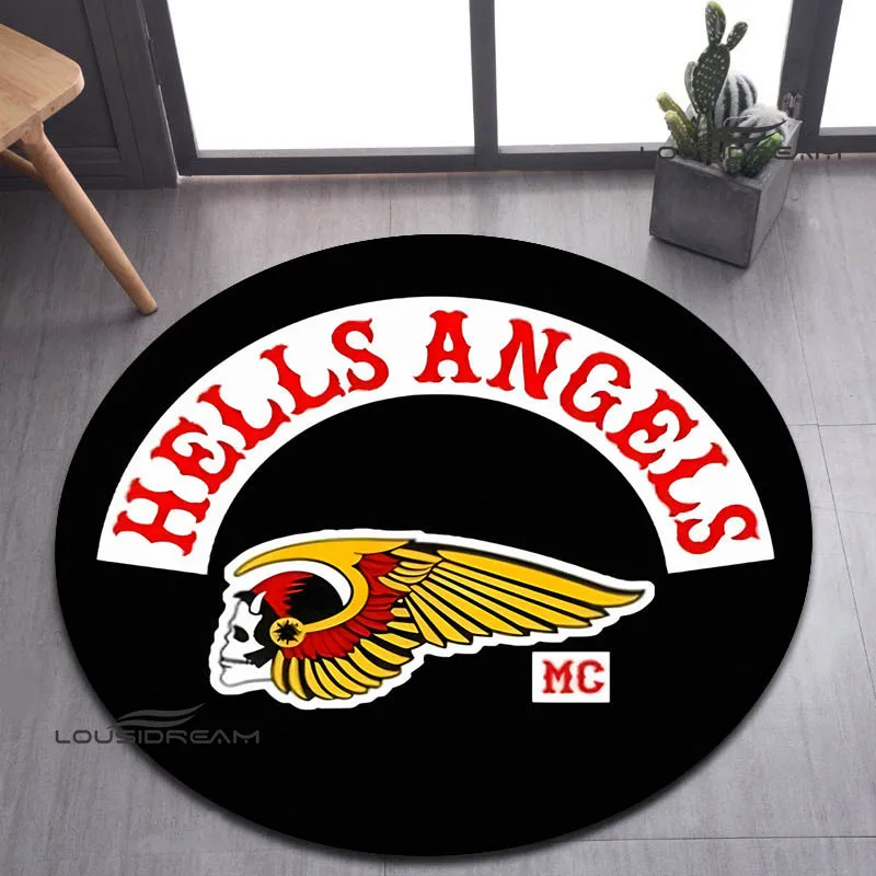 

hells angels logo printed Round Carpet Living Room bedroom carpet Non -slip door pad yoga mat floor mats birthday gift